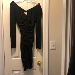 Rene Lezard shirred black dress size 36